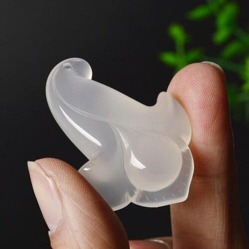 Free Shipping With Certificate Chalcedony High Quality yulan magnolia flowerNecklace Pendant Lucky Pendant Ice