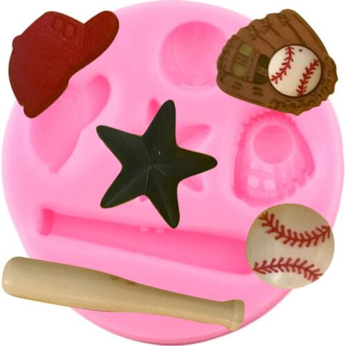 Baseball Sports Silicone Molds Baby Birthday Cupcake Topper Fondant Mold Cake Decorating Tools Candy Chocolate Gumpaste Moulds
