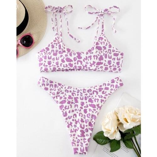 High Waist Bikini Leopard Women Diamond Decoration Bikini Set Push Up Swimsuit Beachwear Padded Swimwear Trajes De Baño Mujer
