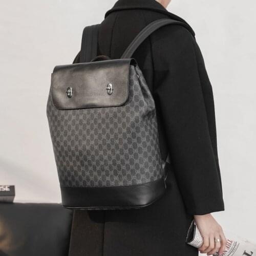 Business Fashion Men Backpack Luxury Designer Letter Pattern Leather Male Travel Large Capacity Laptop Backbag Lock Anti Theft