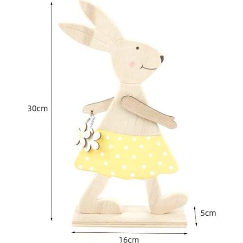1pc Wooden Easter Day Bunny with Egg Easter Decoration Supplies Rabbits Party Ornament Handmade Party diy Decorations Free ship