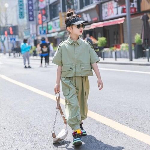 Baby girl sets summer new short sleeve tops + pants 2pcs suits children sport sets kids clothes teenage clothes 4-16Y wz137