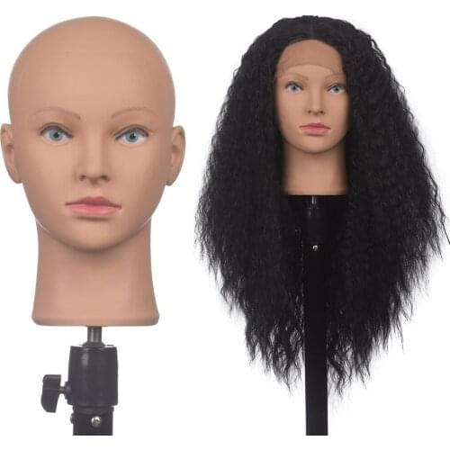 Female Bald Mannequin Head Stand Without Hair Cosmetology Practice Training Manikin Head Cap Wig Display Dummy Head