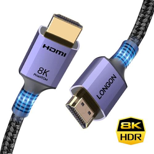 LONGON 8K Camera HDMI 2.1 Cable 4K 120Hz 48Gbps eARC HDMI Cord for PS5 RTX3080 XBOX 8K TV AppleTV ROKU PS4 Cable 4K 0.25M 0.5M