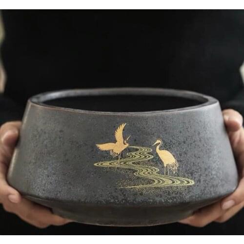 Japanese-Style Household Ceramic Kung Fu Tea Set Accessories Vintage Silver Spot Glaze Cup Wash Large Tea Basin Tea Slag Jar