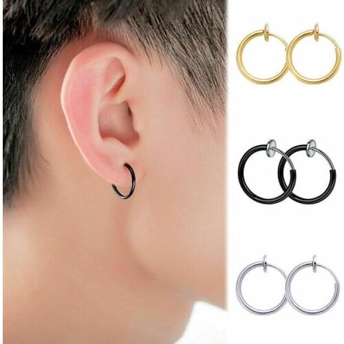 Trendy Fake Nose Ring Goth Punk Lip Ear Nose Clip On Fake Septum Piercing Nose Ring Hoop Lip Hoop Rings Earrings For Women Gift