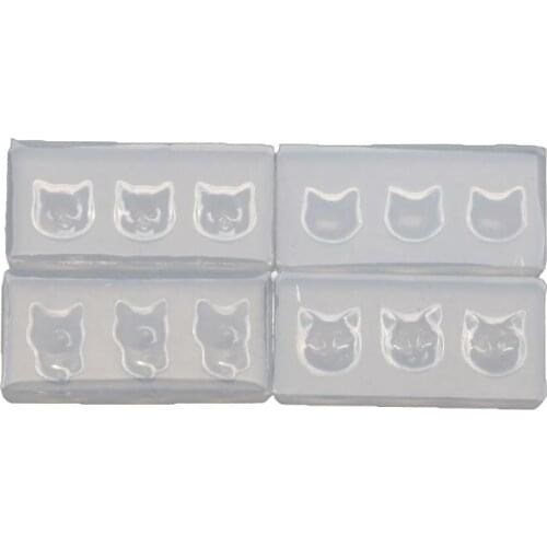 4Pcs Cat Head 3D Silicone Nail Art Clear Molds Kit Cartoon Cat Nail Carving Mold Nail Art Templates Maincure Tools