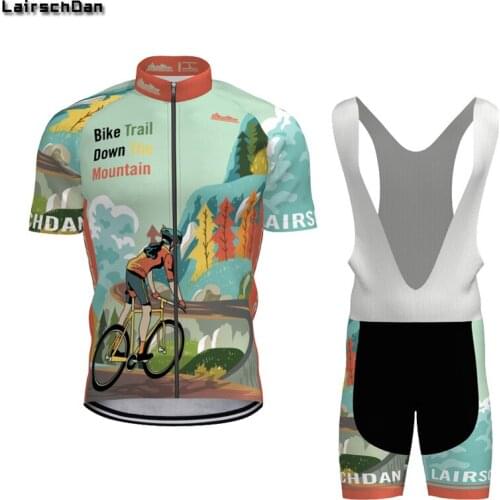 LairschDan Cycling Jersey Set for Men 2021 Males' Short Sleeve Bicycle Team Travel Cycle Sweatshirt Suit MTB Bike Riding Equip