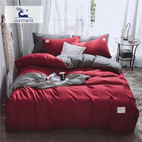 Liv-Esthete 2019 New Luxury Red Gray Bedding Set Soft Printed High Quality Duvet Cover Flat Sheet Double Queen King Bed Linen