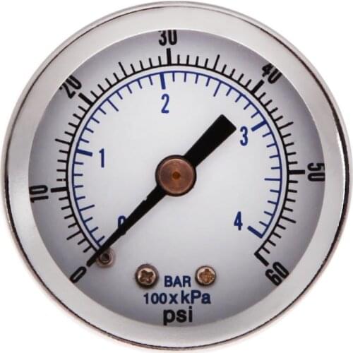 1/8" NPT Mini Air Compressor Pressure Gauge Pressure Tester Hydraulic Vacuum Gauge 0-60 PSI Back Mount 1.5" Dial Plate Manometer