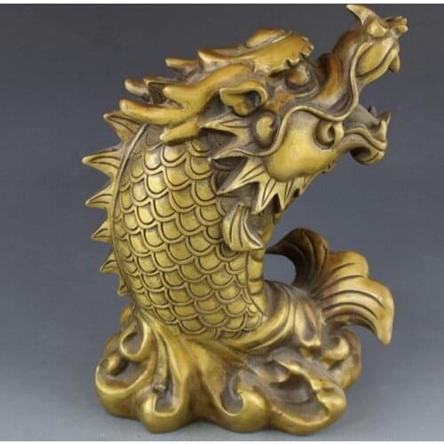 Copper Statue Pure copper dragon head Fish Ornament home decoration office decoration handicraft