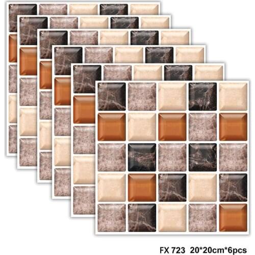 Mosaic Wall Sticker Self-adhesive Waterproof DIY Wall Artist Use Bedroom Bathroom Kitchen Tile Sticker Wall Sticker 20*20cm