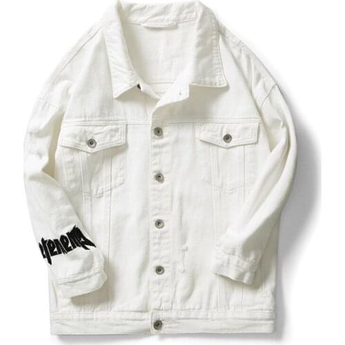 Men Autumn Hooded Denim Jackets Pink Jean Coats Good Quality Men Cotton Holes Denim Coats Fashion Jean Jackets Size 3XL