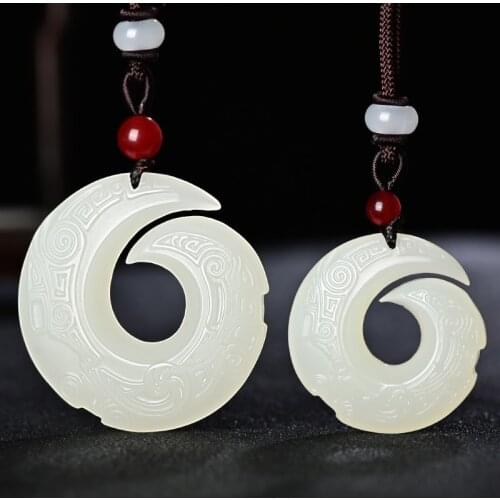 Natural hetian white jade pendant necklace jade Hand-Carved Pendants jade necklaces jade jewelry women men