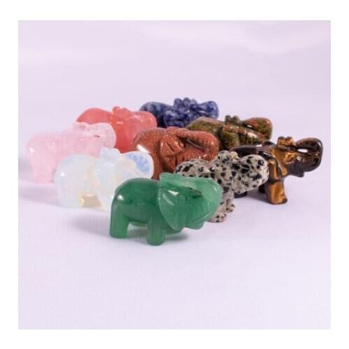 Natural Crystal Quartz Elephant Animals Stone Crafts Small Home Decor Christmas Present