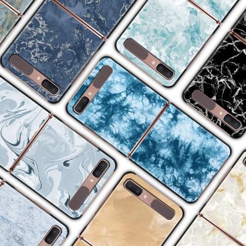 Luxury Marble Printing Hard Case for Samsung Galaxy Z Flip 5G Cell Phone Bag ZFlip 6.7" PC Segmented Protect Shell Bag