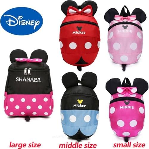 Disney Girls Backpack Minnie Mickey Kindergarten School Bags Children Bookbag 3D Cartoon Rucksack Anti-lost Schoolbag Child Gift