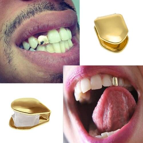 Golden Small Single Tooth Cap Hip Hop Teeth Grill Teeth Beauty Supplies Kit Dental Braces Teeth Makeup Tools Supplies