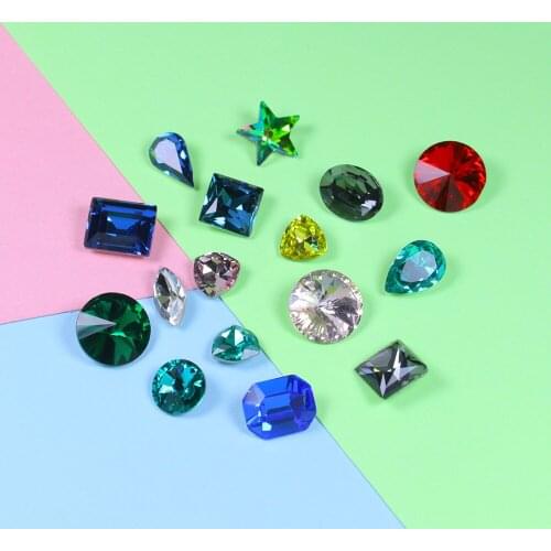 Random Mix Color Glass Crystal Rhinestone Strass Pointback Nail Art Decorations Crystal Nail Rhinestone Applique for Needlework