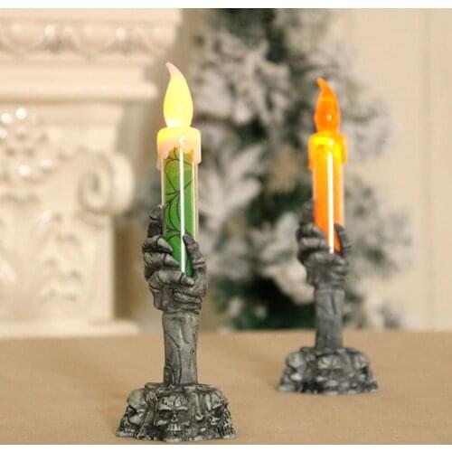 Ghost Hand Candle Light Halloween Glowing Candles Horror Props Atmosphere Venue Scene Haunted House Decoration Lighting Lamp