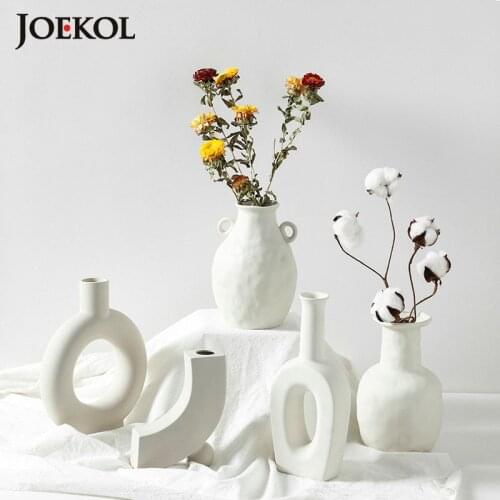 Home Decoration Vase Nordic Style Ceramic Vase And flower Pot White SSmall flower Pot Home Decoration Large Medium And Small Vas