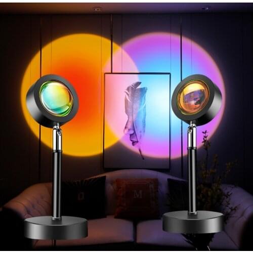 Sunset Star Projector Lamp Rainbow Led Night Light Decoration USB Socket Table Sky Neon Sign Backlight Motion Sensor Moon Room