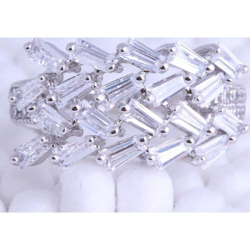 Love Monologue Elegant White Cubic Zirconia Bridal Sets Silver Color Rings for Wedding Size 6 / 7 / 8 / 9 Free Jewelry Bag J0604