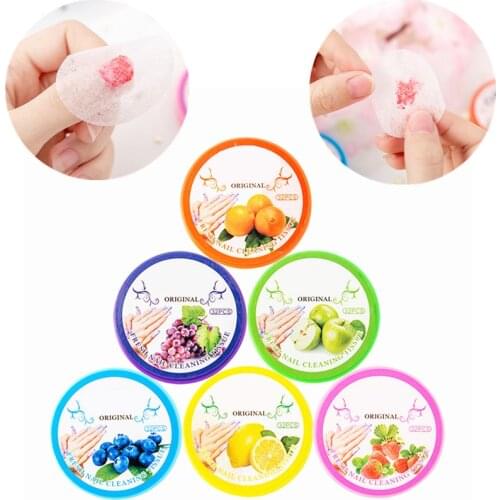 1 Box Gel Nail Polish Remover Wipes Pads Fruit Smell Towel Paper Instant Oily Nail Gel Remover Vanish Cleanser Wipes Tools