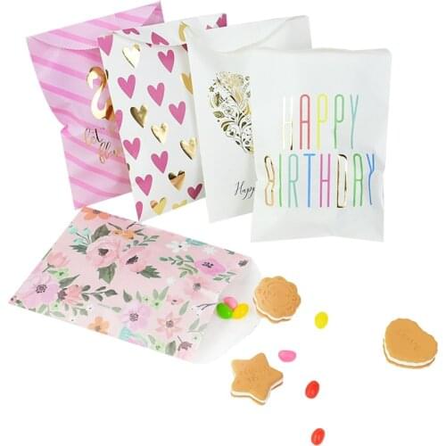 10/12pcs/set Candy Biscuit Package Bags Letter Heart Package Bag Colorful Print Envelope Paper Bag Wedding Birthday Party Supply