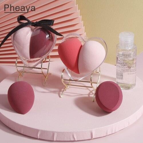2pcs/set Love Puff Dry And Wet Sponge Powder Puff Beauty Egg Cushion Sponge Egg Boxed Make Up Tools & Accessories