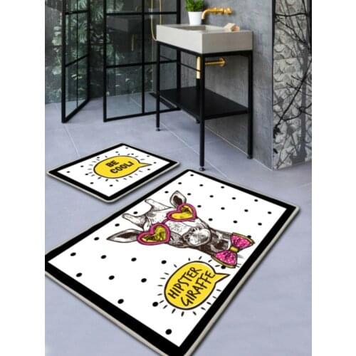 2 Pieces Super Absorbent Non-Slip Bathroom Rug Soft Bath Mat Toilet Floor Shower Unique Design Home Decor 50 x 60 Cm 60 x 100 Cm