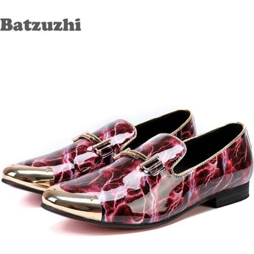 2018 Luxury Men Loafers Shoes Gold Metal Cap Leather Men Dress Shoes Flats Slip-on Casual Men Party Shoes Zapatos Hombre, US12