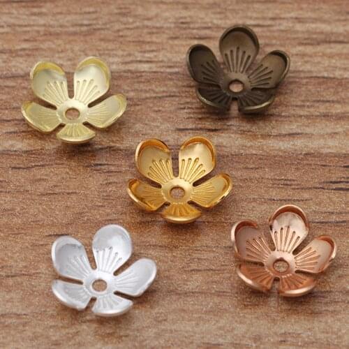 50pcs 10mm Flower Beads Caps Retro Leaf Beads Cap Accessories for Brooch Earrings Bracelet Hair DIY Jewelry Making Wholesale