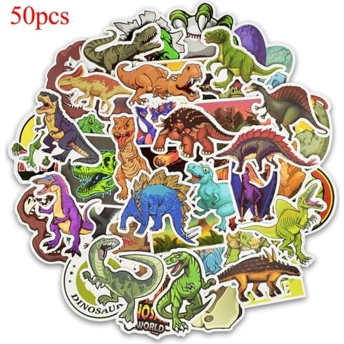 50 PCs/lot Dinosaur Stickers Cute DIY Stickers Cartoon Children Stickers Toys PVC Scrapbook Gifts For Kids High Quality
