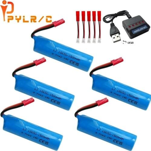 3.7V 1500mAh 18650 Battery For Rc Helicopter Airplanes Car Boat Gun Tank Toys Battery With charger 3.7v Li-ion battery JST