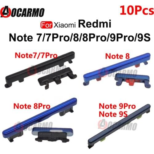 10Pcs Volume Up Down Power On Off Side Key Button For Xiaomi Redmi Note 7 8 9 Pro 9S 8Pro 7Pro Replacement Parts