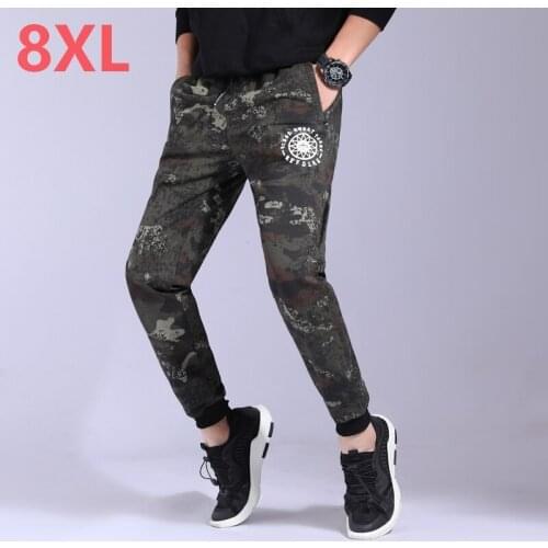Spring autumn big size mens casual pants 8XL 7XL pants plus size loose knit camouflage nosing trendy youth Camouflage pants