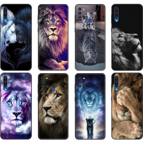 Black tpu Case For Samsung Galaxy A50 50S A30S A10 A01 A11 A21S A31 A41 A51 A71 M21 M30S S10 LITE Cover Lion Animal