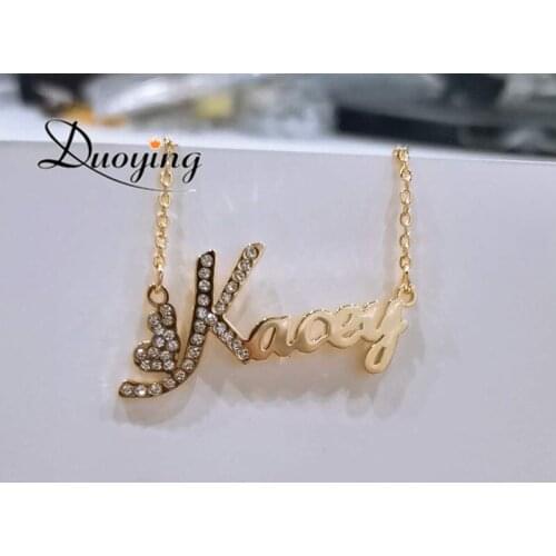 DUOYING Zirconia Name Necklaces Custom Necklace Personalized Name Necklace Birthstone Color Chain Zircon Necklace Xma Day