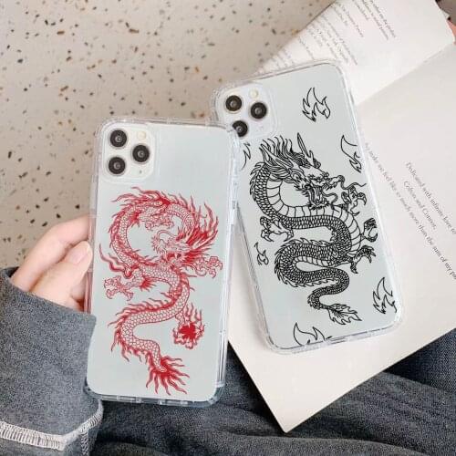 JAMULAR Fashion Dragon Transparent Phone Case For iPhone 11 Pro 12 XS MAX SE 20 XR 7 X 8 6Plus Animal Soft Silicone Cover Fundas