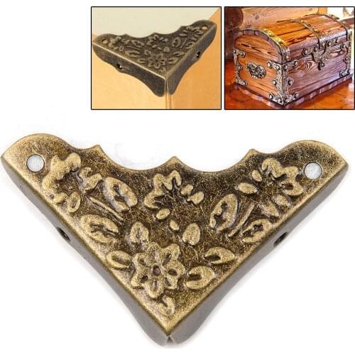 Hakkin 16pcs/set Classic Vintage Drawer Wood Box Beautiful Flower Corner Protector Decorative furniture accessories