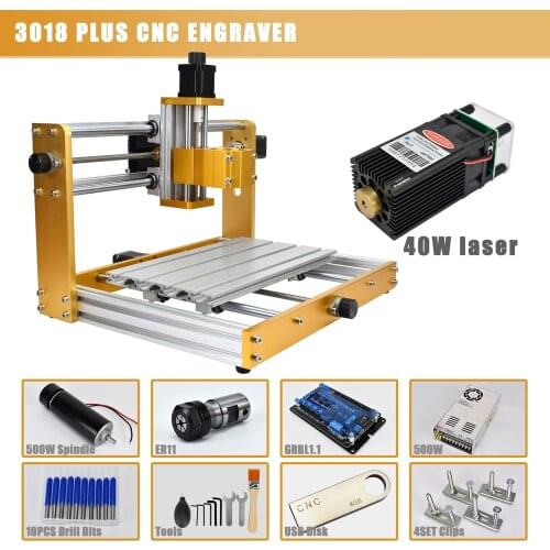 CNC 3018 Pro Plus GRBL DIY Laser CNC Milling Machine Wood Router Engraver with Offline Controller Upgrade 500W Spindle