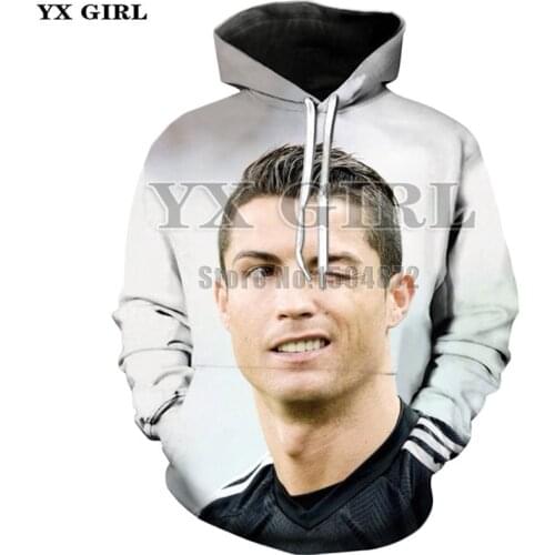 YX Girl Drop shipping Mens Character Clothes Superstar Ronaldo 3d Printed Hoodie Men Women Hoodies Hooded Sweatshirt Streetwear