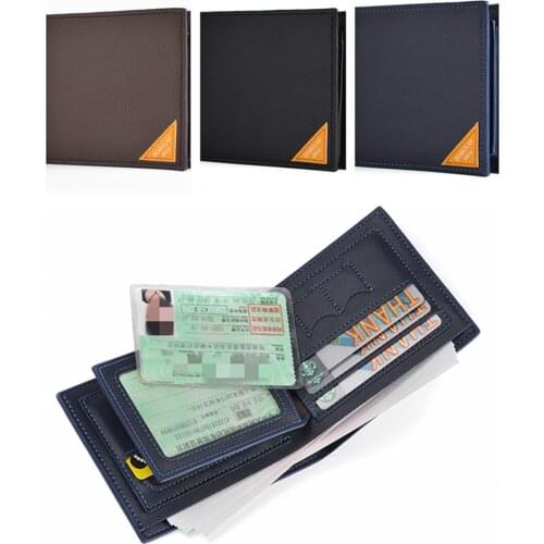 Mens Short Wallet Cross Pattern Three Fold Zipper Coin Purse Multi-Card Slot Drivers License Card Case Wallet