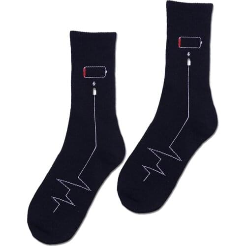 Black and White Line Charging Pattern Men and Women Socks Fashion Street Hip Hop Skateboard Socks Trend