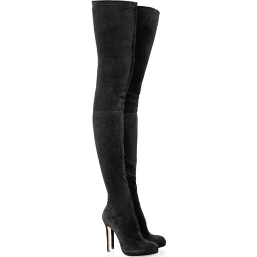 Femmes chaussures sexy black high heels overknee boots woman fashion long thigh high stretch slim botas ladies shoes crotch