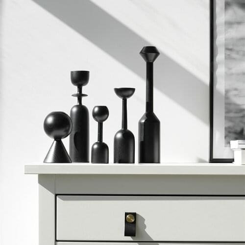 Nordic Black Wooden Candle Holder Seat Nice Quality 10cm/13cm/18cm/22cm/28cm Very Popular Candlestick Creative Home Decoration