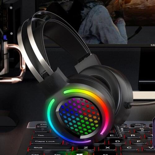 50% Off Hollow RGB Light Wired Headphone Heavy Bass Headset with Mic for Phone/Laptop