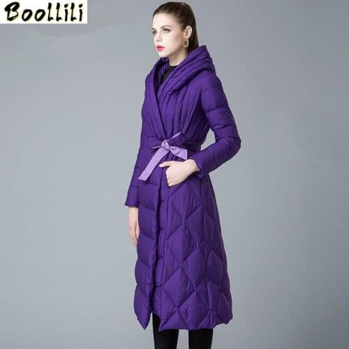 Boollili 2020 New Winter White Duck Down Jacket Woman Hooded Long Down Coats Puffer Light Jacket Chamarras De Mujer