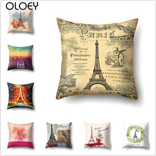 Paris Tower Pillowcase, Square Polyester Soft Pillowcase, Bedroom Pillowcase, Home Hotel Decorative Pillowcase, Size 30cmx50cm